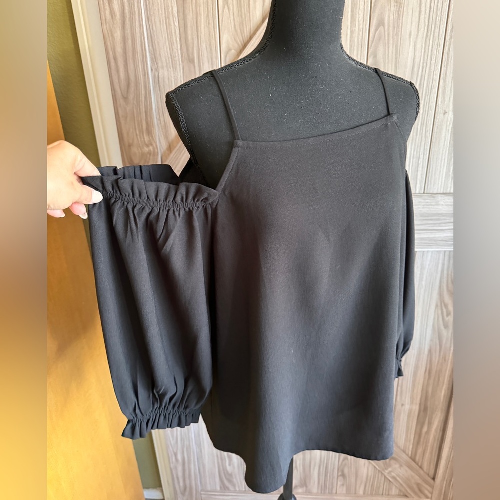 Elodie Black Cold Shoulder long sleeve blouse